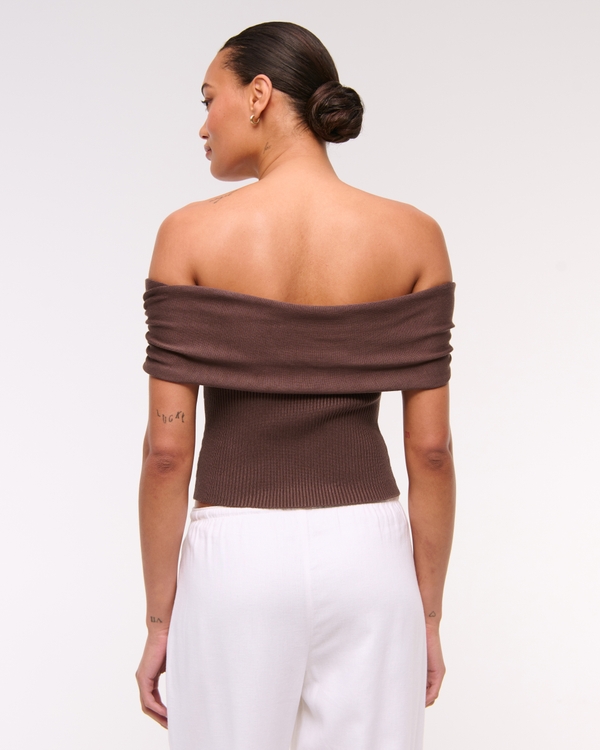 Hardware Off-The-Shoulder Sweater Top