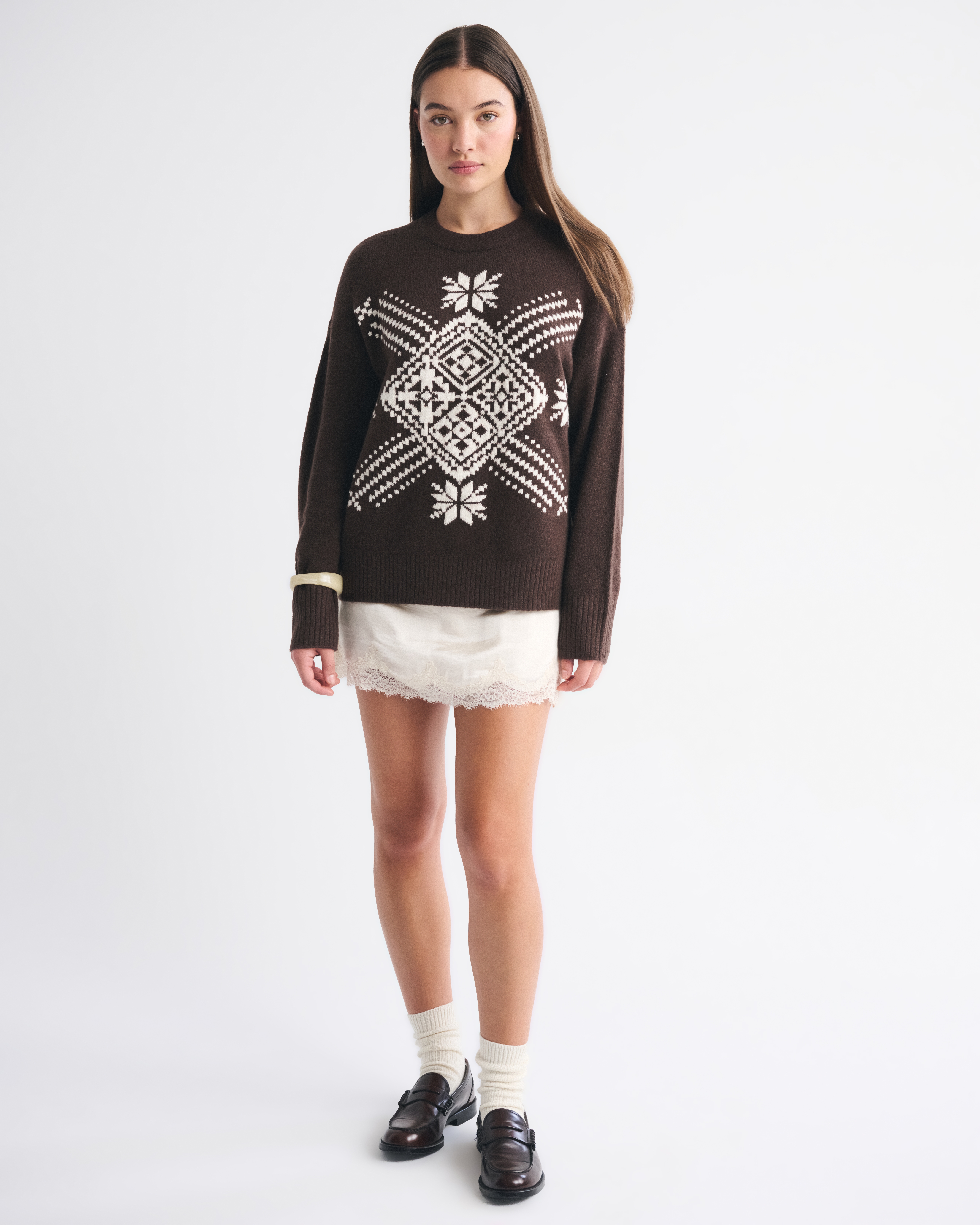 Женские свитеры Abercrombie & Fitch Dad Lace-Up Crew Sweater — фото 3