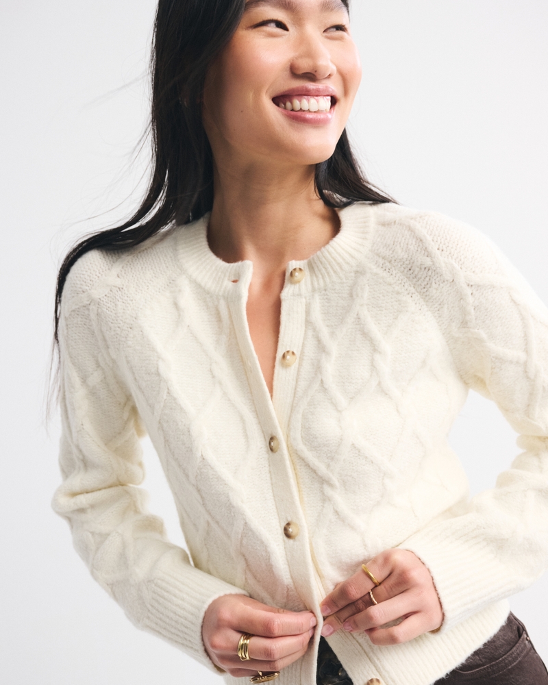 Cable-Knit Crew Cardigan - thumbnail 2