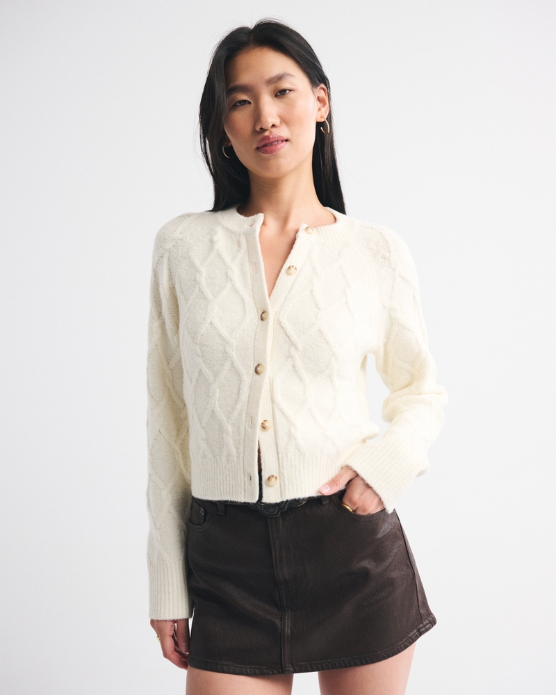 Cable-Knit Crew Cardigan - thumbnail 3