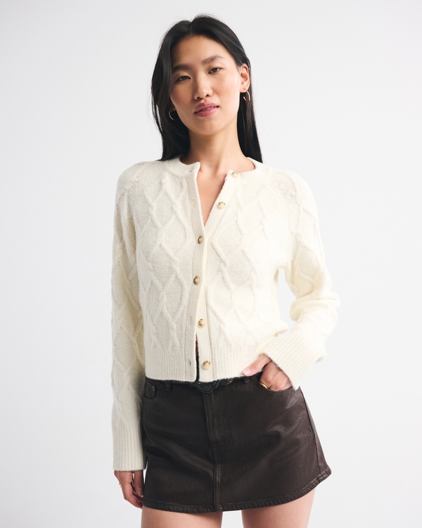 Cable-Knit Crew Cardigan