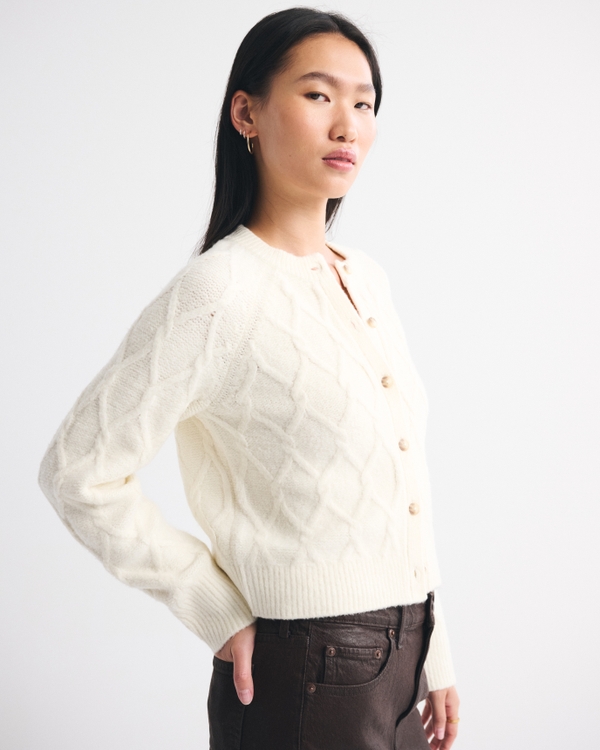 Cable-Knit Crew Cardigan