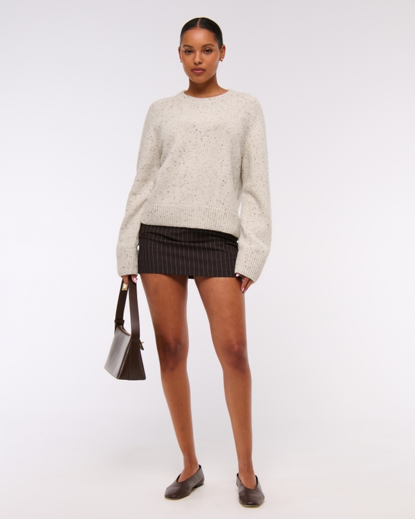 The A&F Madeline Textural Crew Sweater, Cream view 2