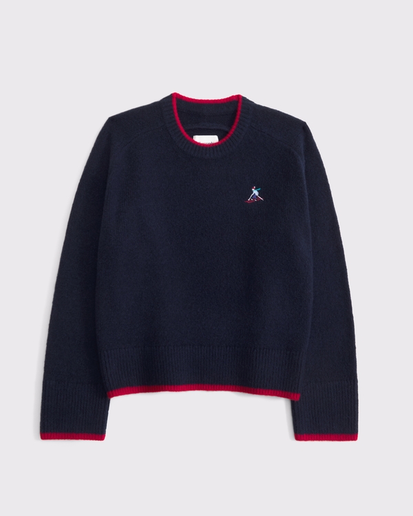 The A&F Madeline Park City Crew Sweater, Navy Ski Pattern view 1
