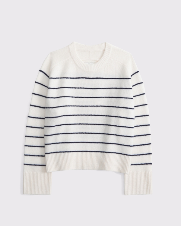 The A&F Madeline Striped Crew Sweater, Navy Stripe view 1