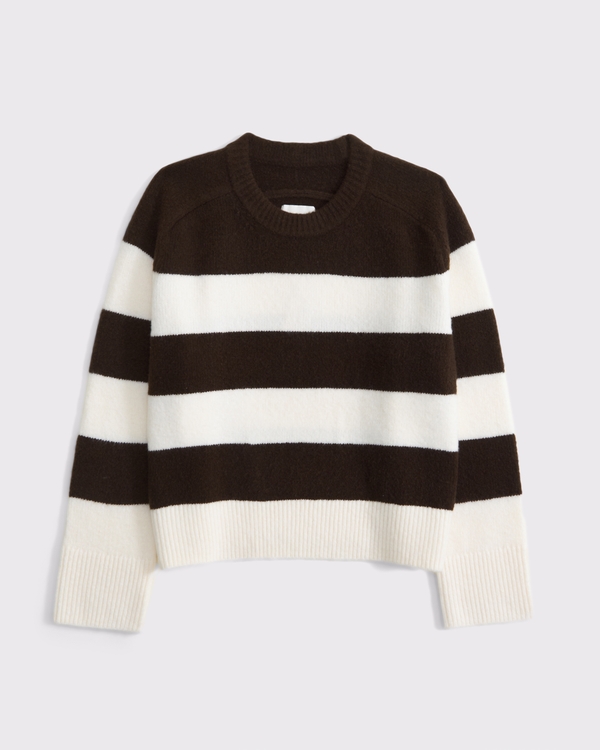 The A&F Madeline Striped Crew Sweater, Brown Stripe view 1