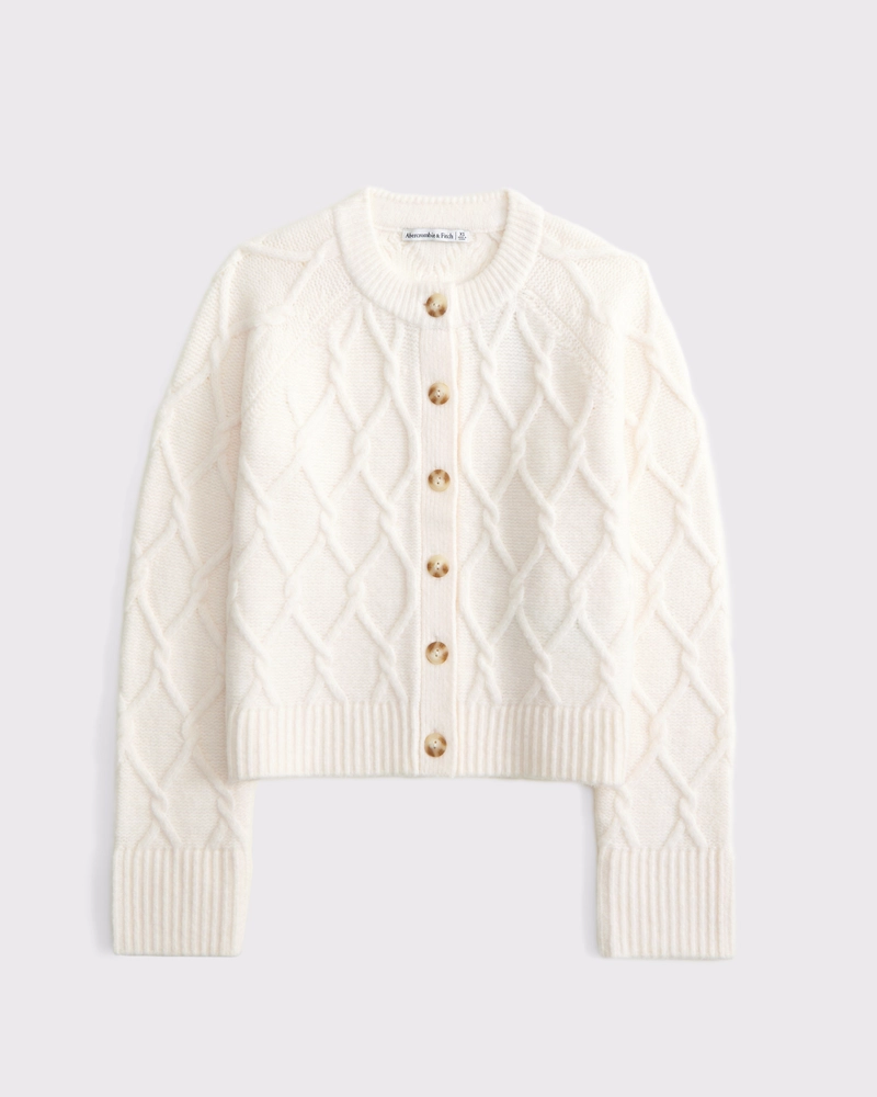 Cable-Knit Crew Cardigan