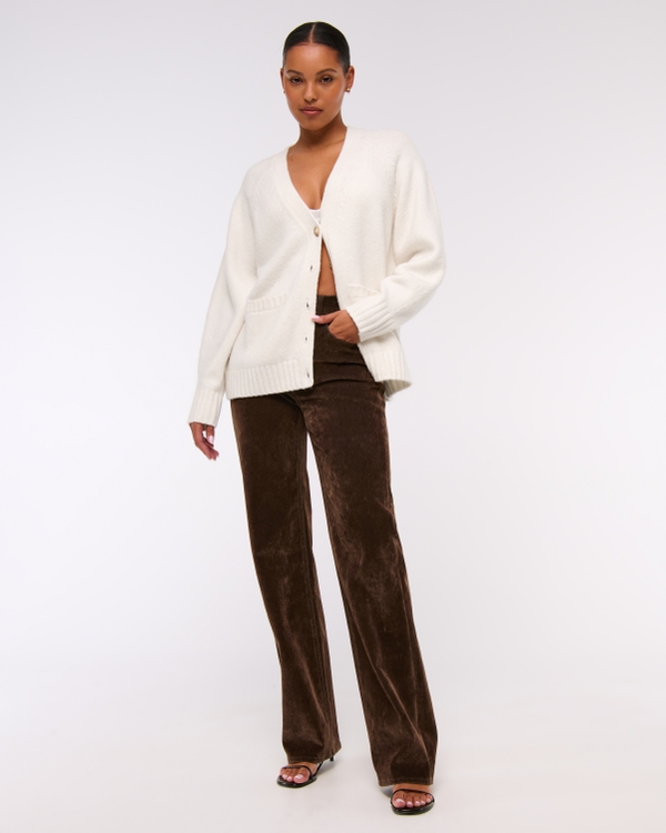 Dad V-Neck Cardigan, Cream view 2