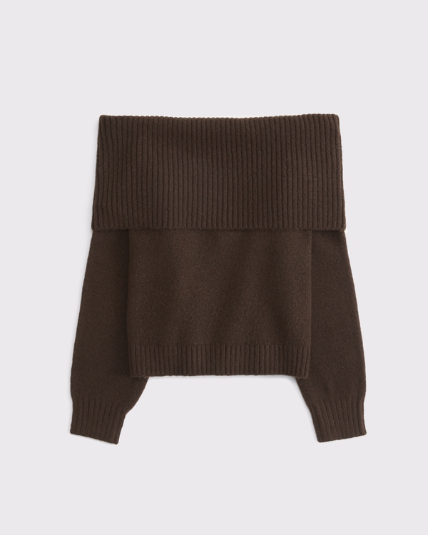 Easy Off-The-Shoulder Sweater, Chocolate Brown view 1
