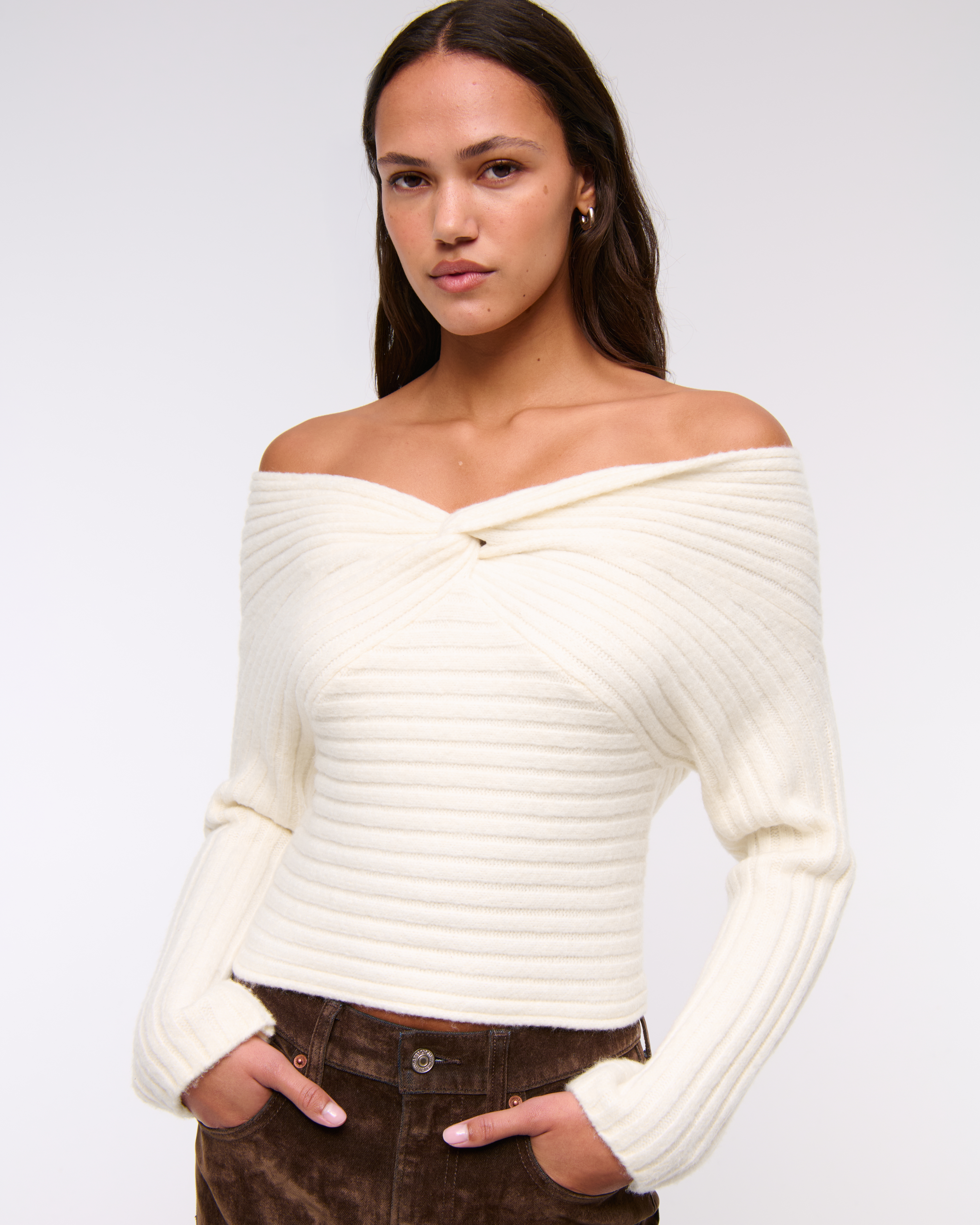 Women's Off-The-Shoulder Twist Sweater | Women's Tops