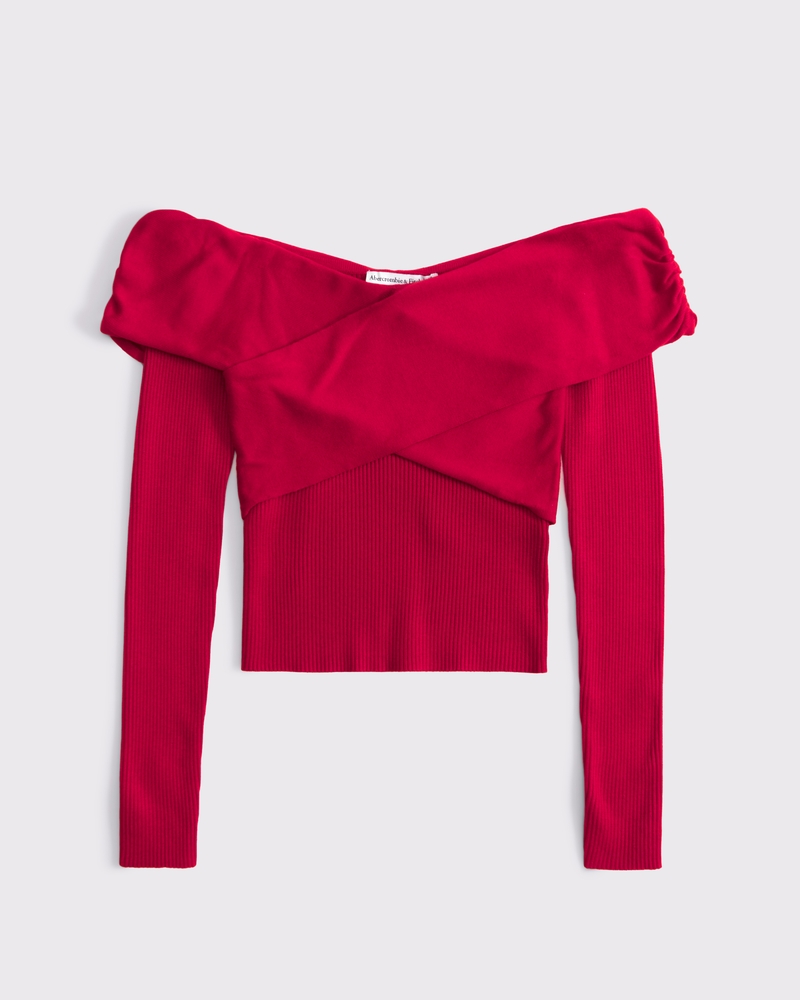 Boucle Off-The-Shoulder Sweater