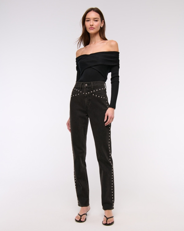 Wrapped Off-The-Shoulder Sweater, Black view 2