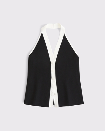 Ribbed Halter Sweater Vest