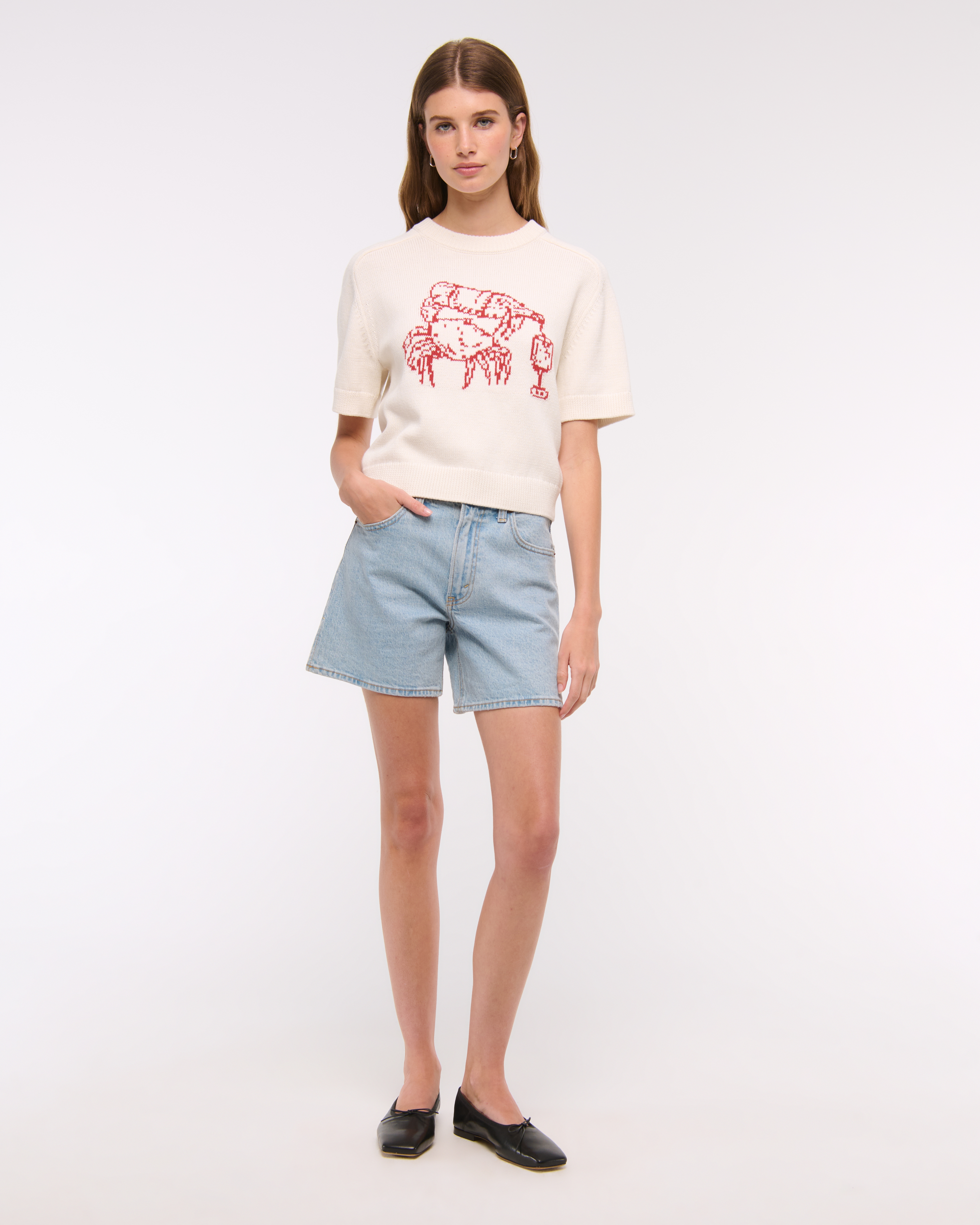 Abercrombie and Fitch パラトルーパー S ベージュ Women's The A&F Madeline Crab Crew Sweater Tee | Women's