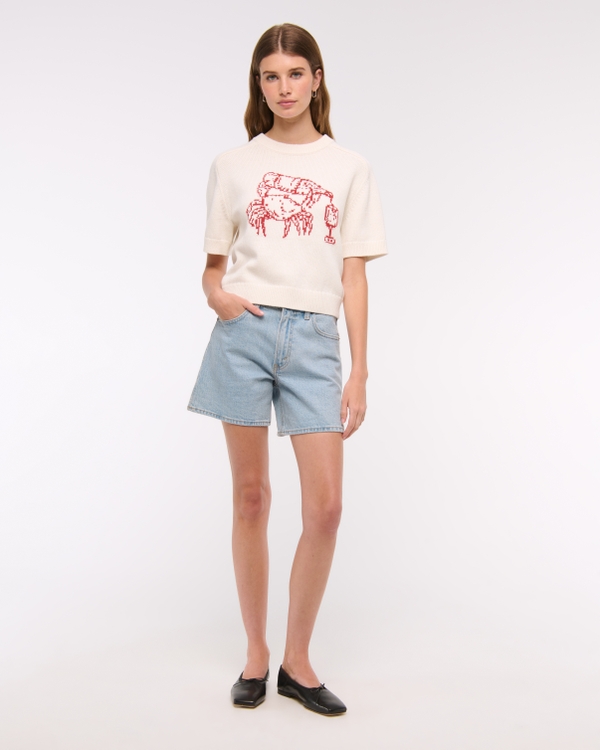 The A&F Madeline Crab Crew Sweater Tee, Cream view 2