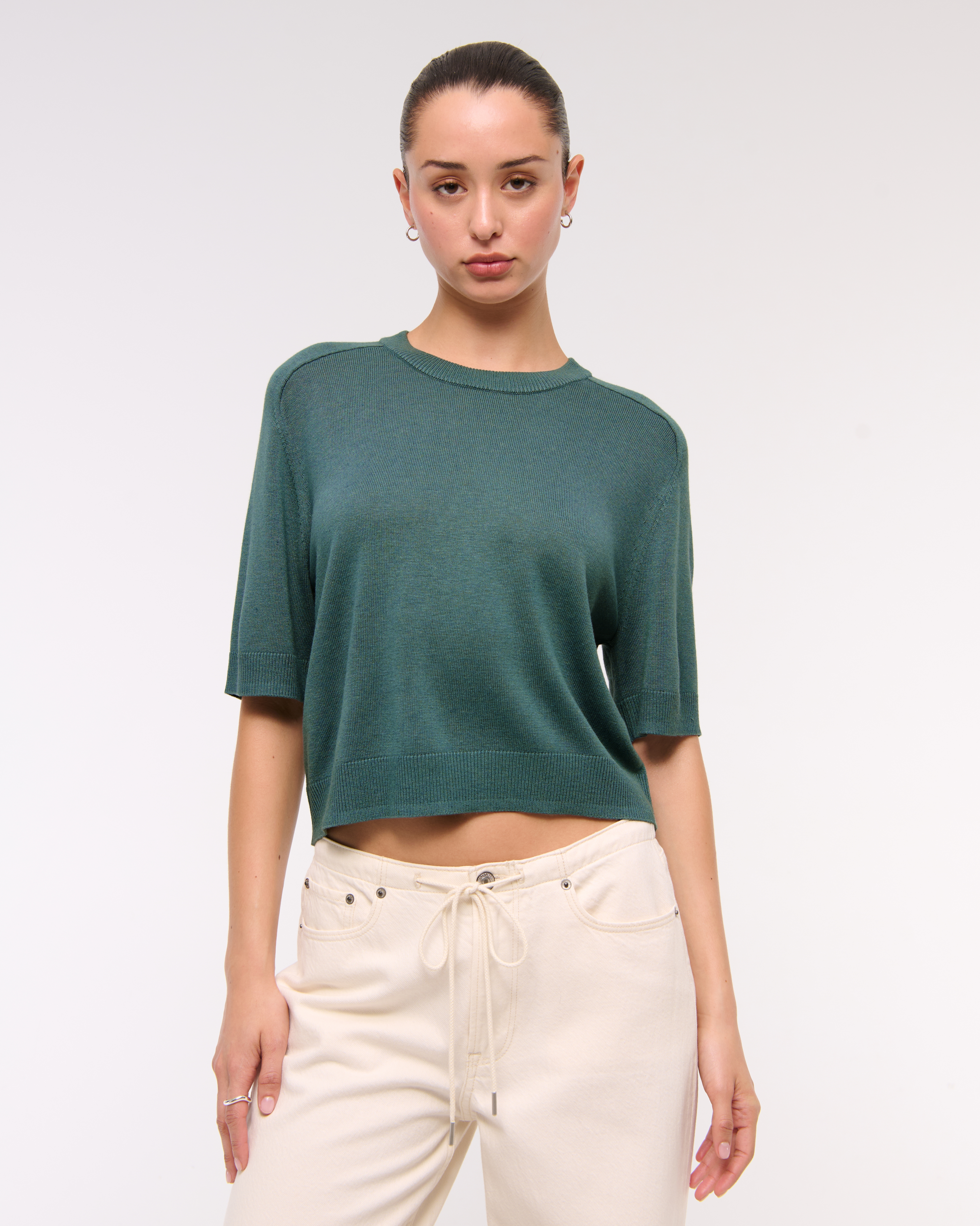Abercrombie & Fitch The A&f Madeline Crew Sweater Tee In Green