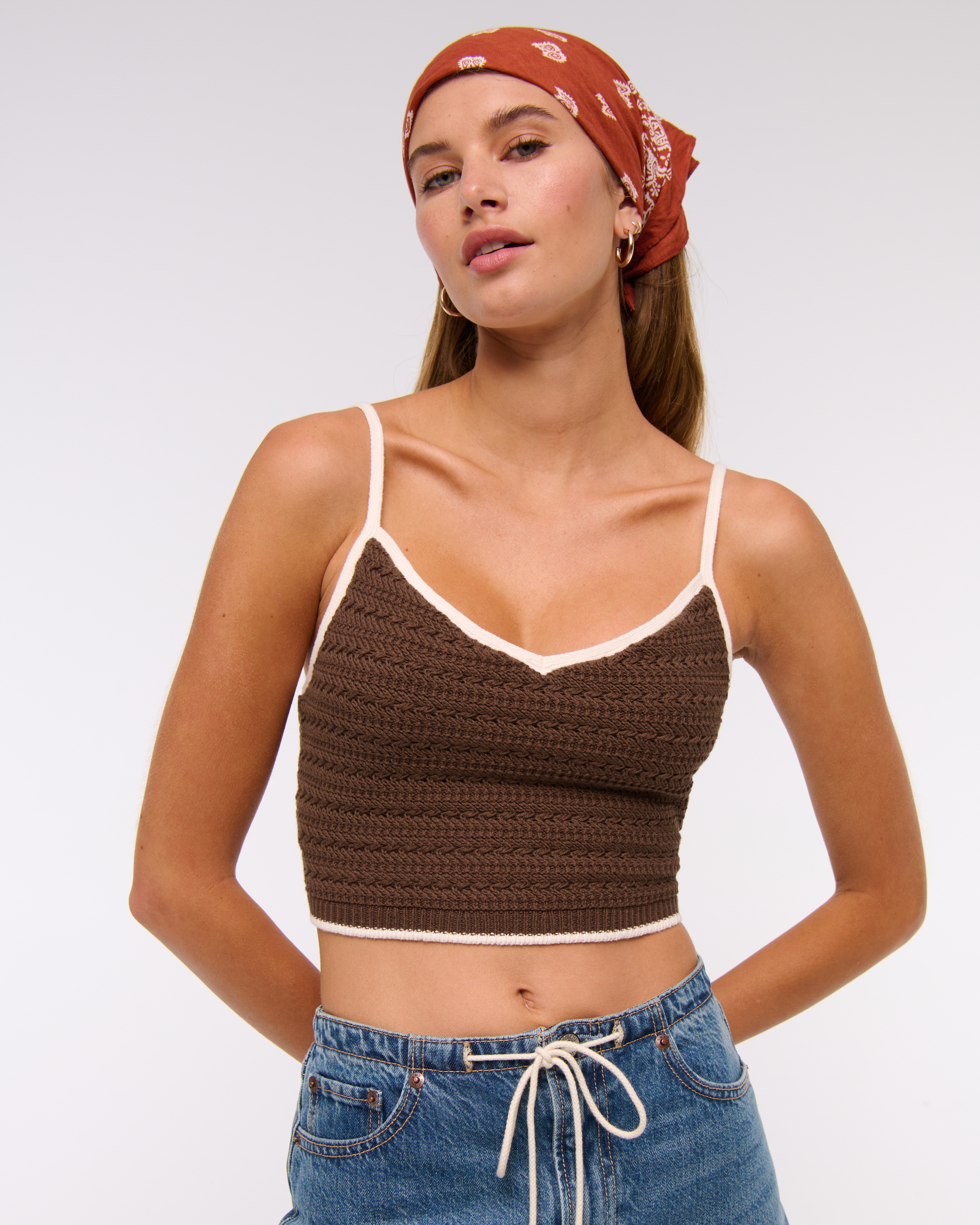 Abercrombie & Fitch Crochet-style Bra Top In Brown