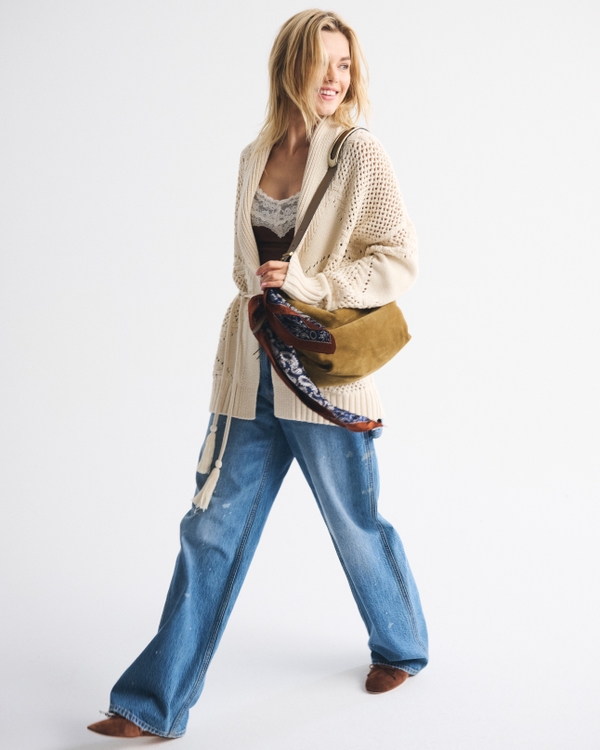 Textural Stitch Belted Cardigan