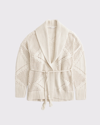 Women's Textural Stitch Belted Cardigan | Women's Tops | Abercrombie.com
