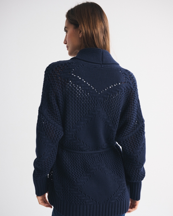 Textural Stitch Belted Cardigan