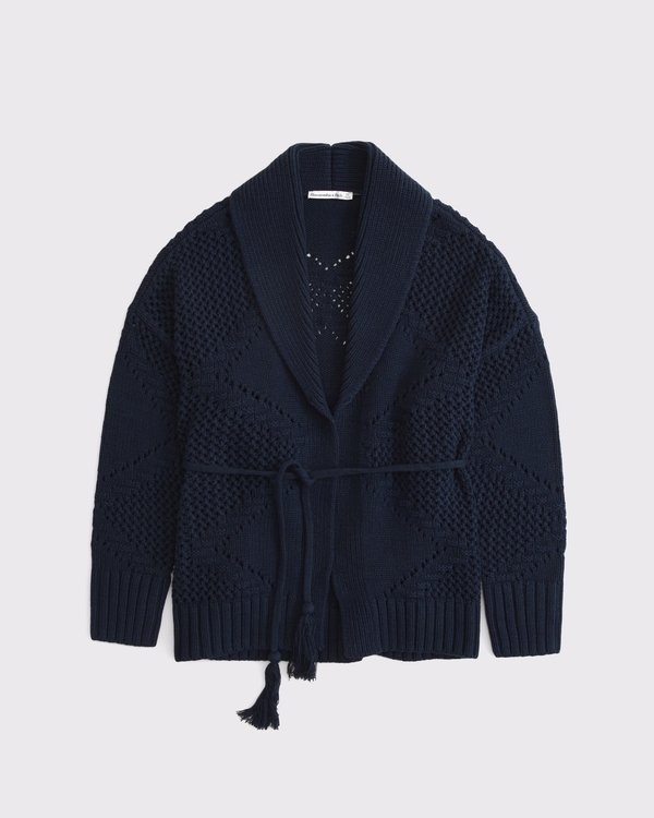 Women's Textural Stitch Belted Cardigan | Women's Clearance