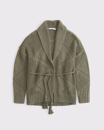 Women's Textural Stitch Belted Cardigan | Women's Tops | Abercrombie.com