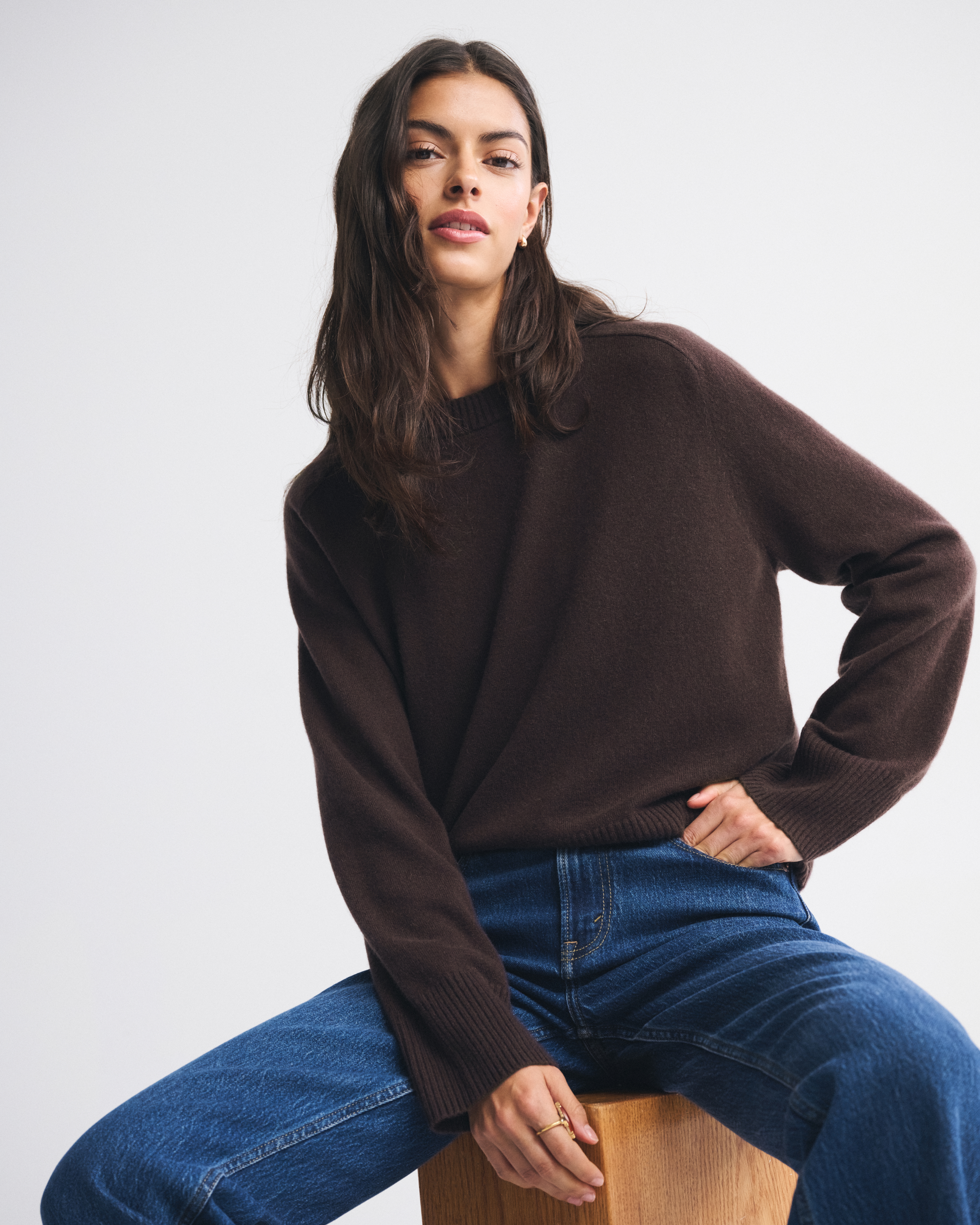 Abercrombie & Fitch The A&f Madeline Cashmere Crew Sweater In Brown