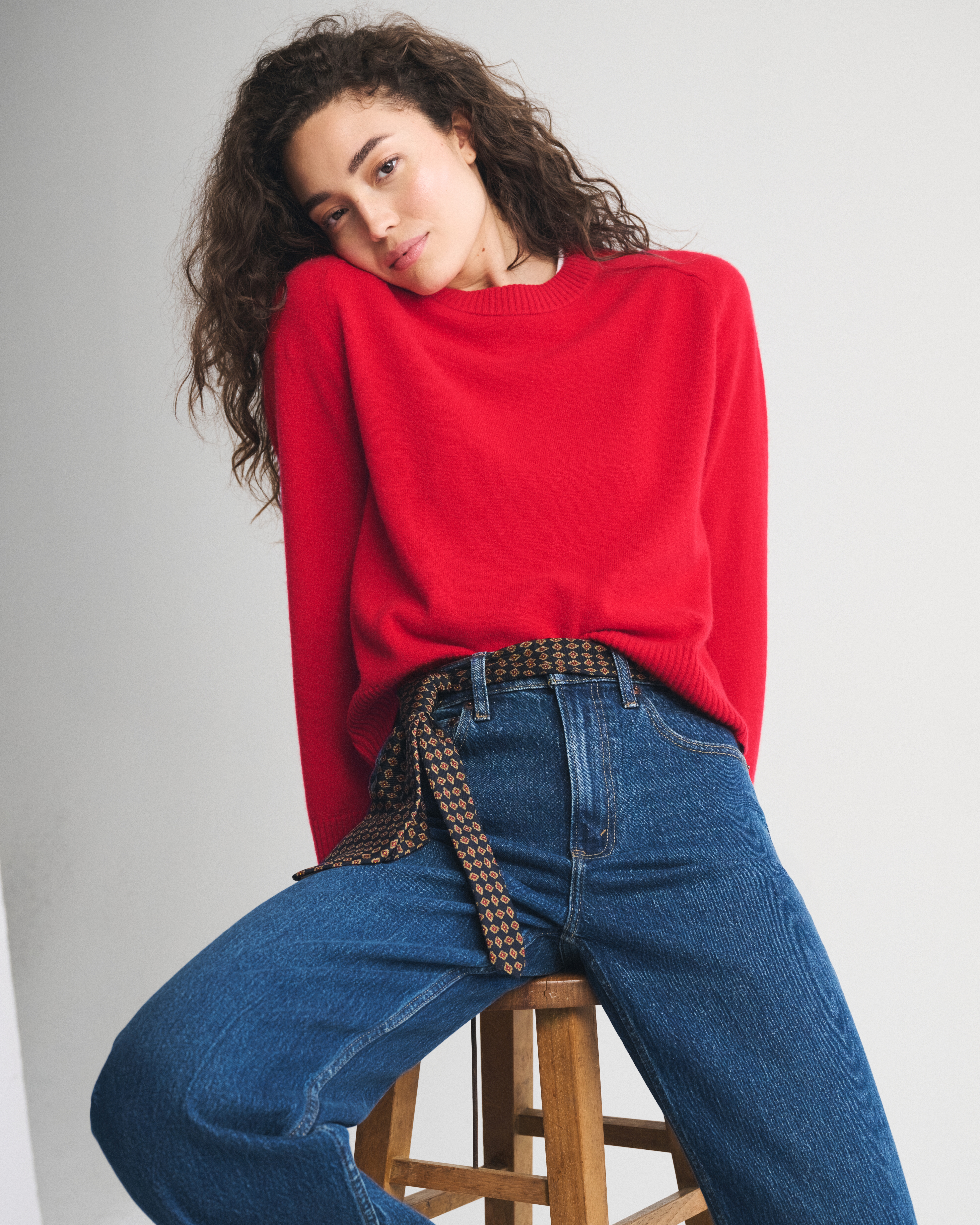 Abercrombie & Fitch The A&f Madeline Cashmere Crew Sweater In Red