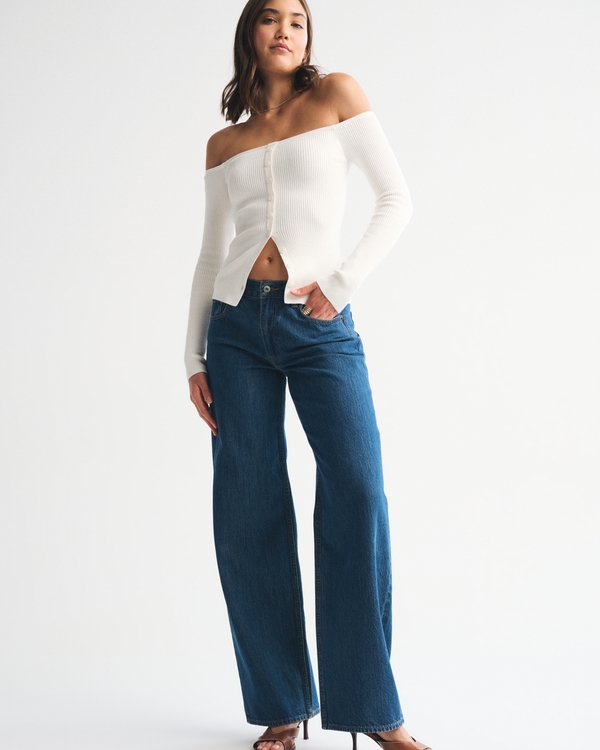 Off-The-Shoulder Button-Through Top