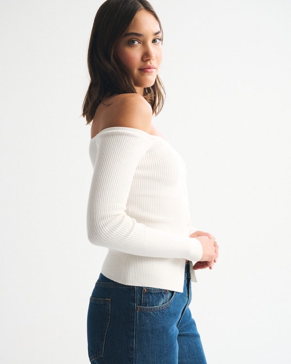 Off-The-Shoulder Button-Through Top
