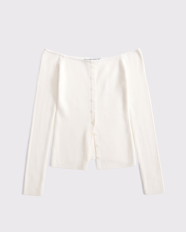 Off-The-Shoulder Button-Through Top