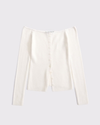 Off-The-Shoulder Button-Through Top