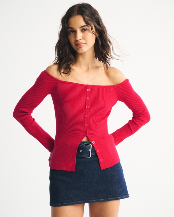 Off-The-Shoulder Button-Through Top