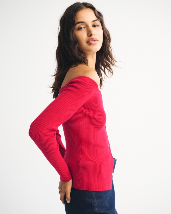 Off-The-Shoulder Button-Through Top