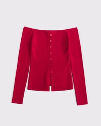 Off-The-Shoulder Button-Through Top