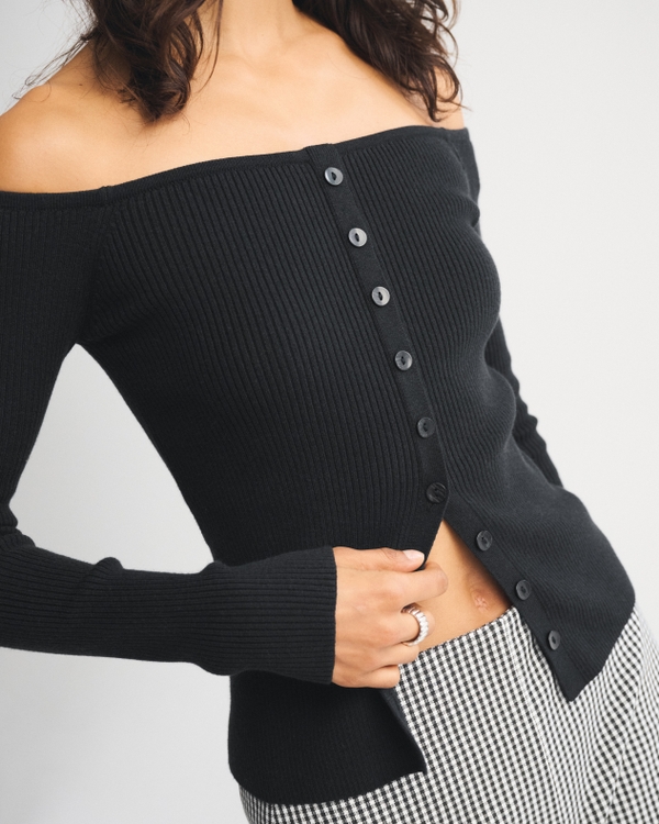 Off-The-Shoulder Button-Through Top
