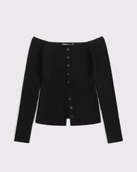 Off-The-Shoulder Button-Through Top