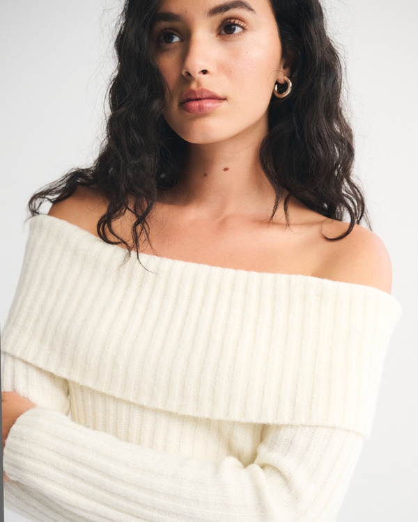 Women's Ribbed Foldover Off-The-Shoulder Sweater | Women's Sale