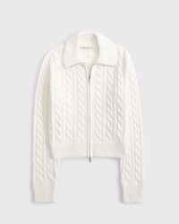 Double Zipper Cable-Knit Cardigan
