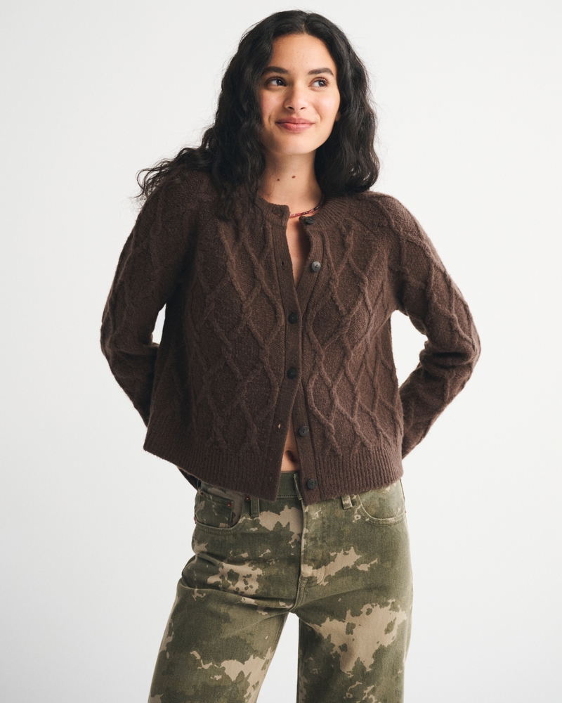 Cable-Knit Crew Cardigan