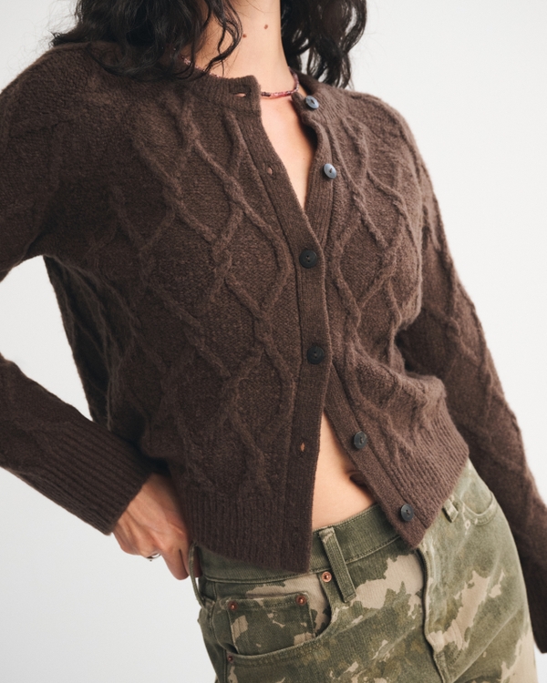 Cable-Knit Crew Cardigan