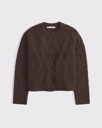 Cable-Knit Crew Cardigan