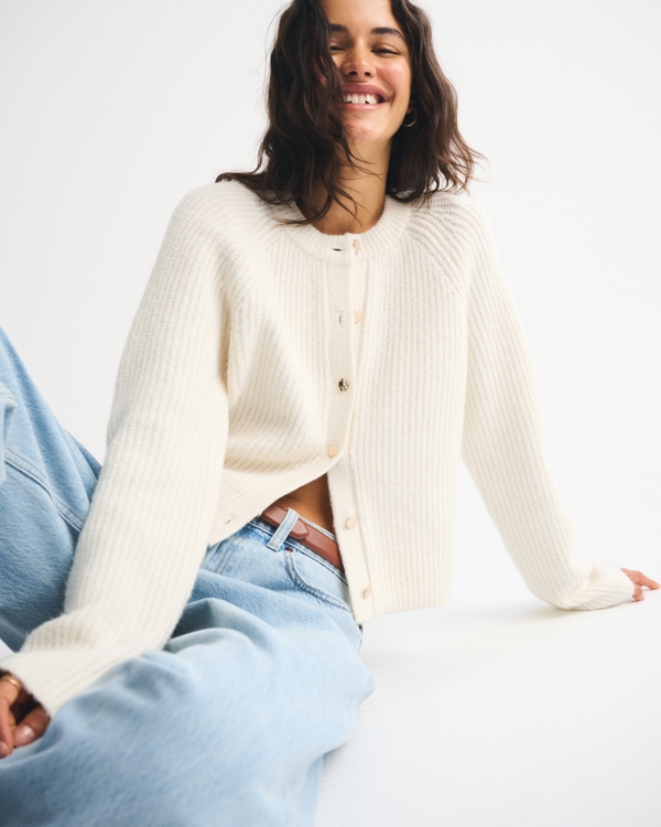 Crew Cardigan, Cream view 2