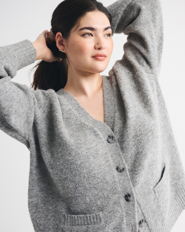 Dad V-Neck Cardigan, Gray view 1