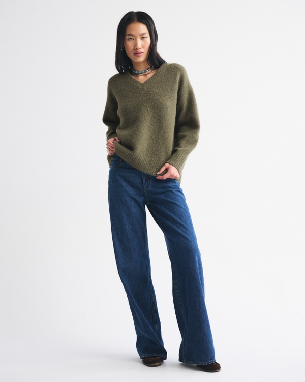 Dad V-Neck Sweater, Olive Gray view 2