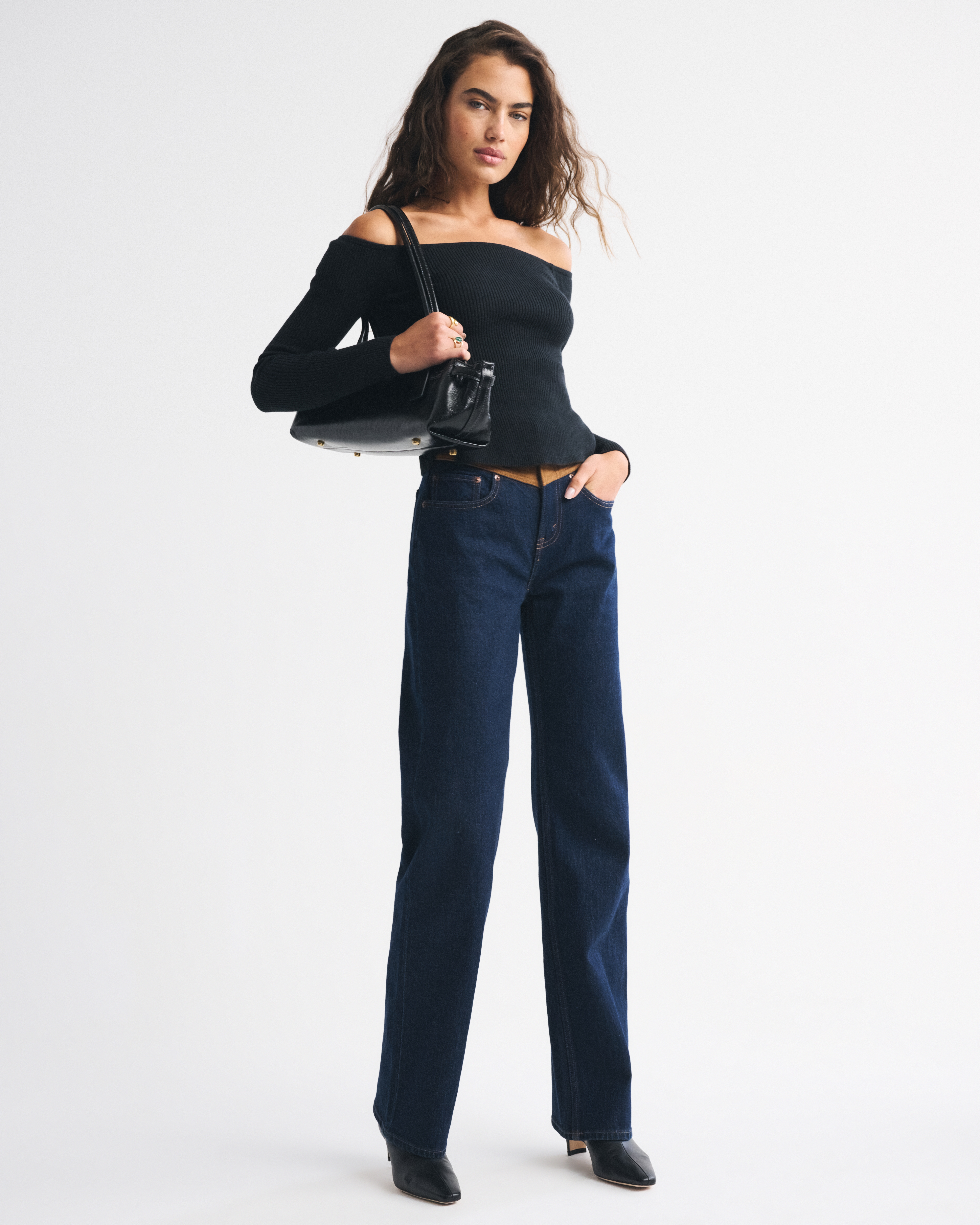 Abercrombie & Fitch Off-the-shoulder Sweater In Black