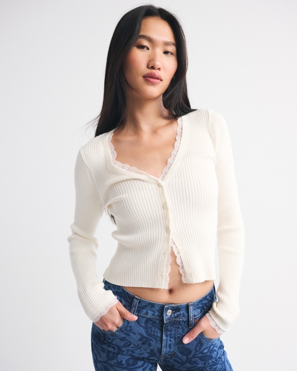 Lace-Trim Cardigan