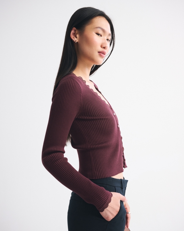 Lace-Trim Cardigan