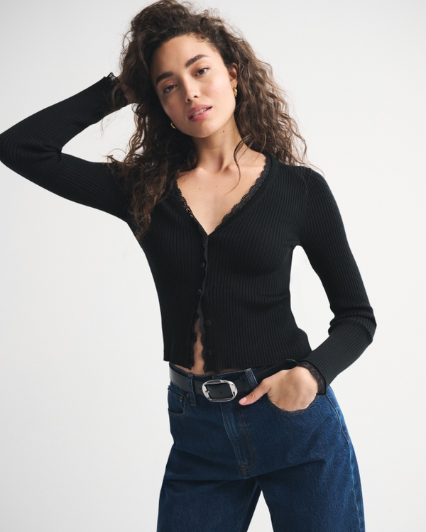 Lace-Trim Cardigan