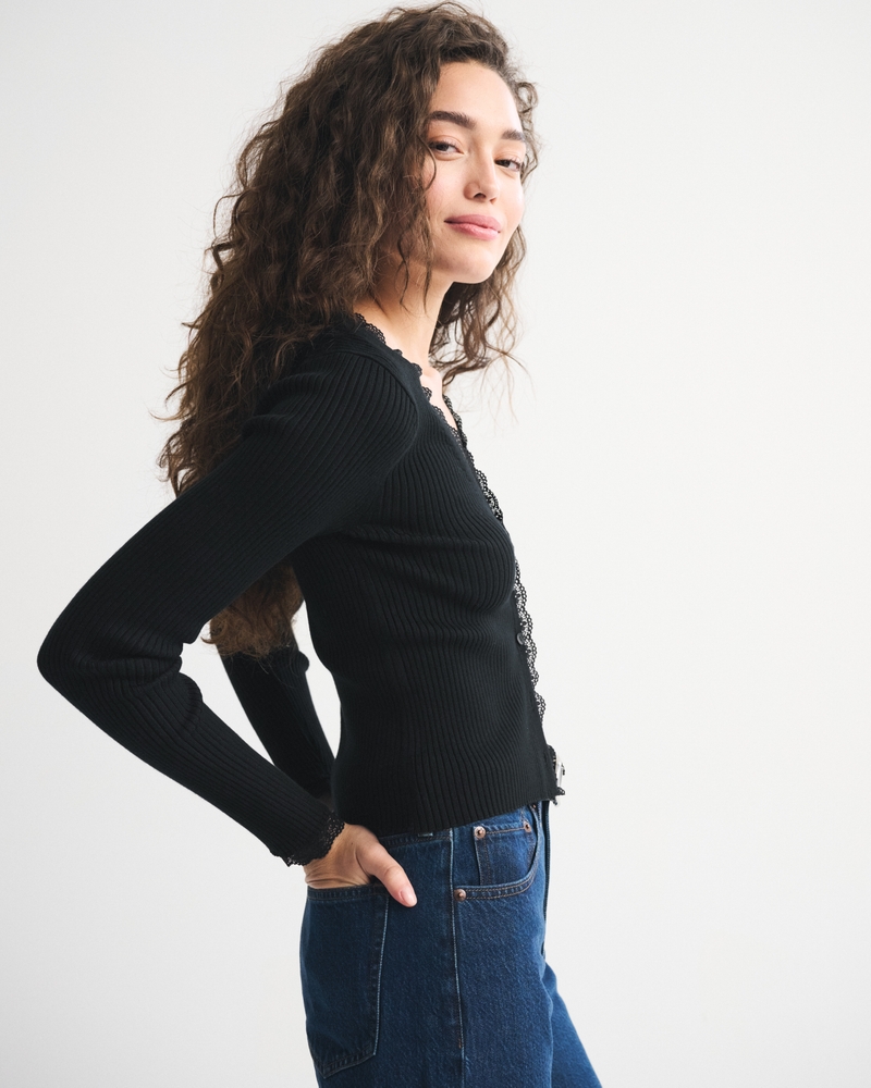 Lace-Trim Cardigan